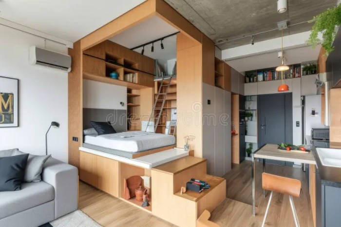 Modern Compact Studio Interior Design Stock Illustration - Illustration ...